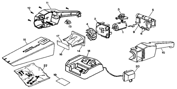 Unit Parts Diagram and Parts List for 9330A-22  Black and Decker Hand Vacuum